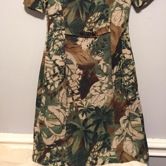 Carrie Hutton Linen Camo Dress Size 8 - Picture 4 of 6